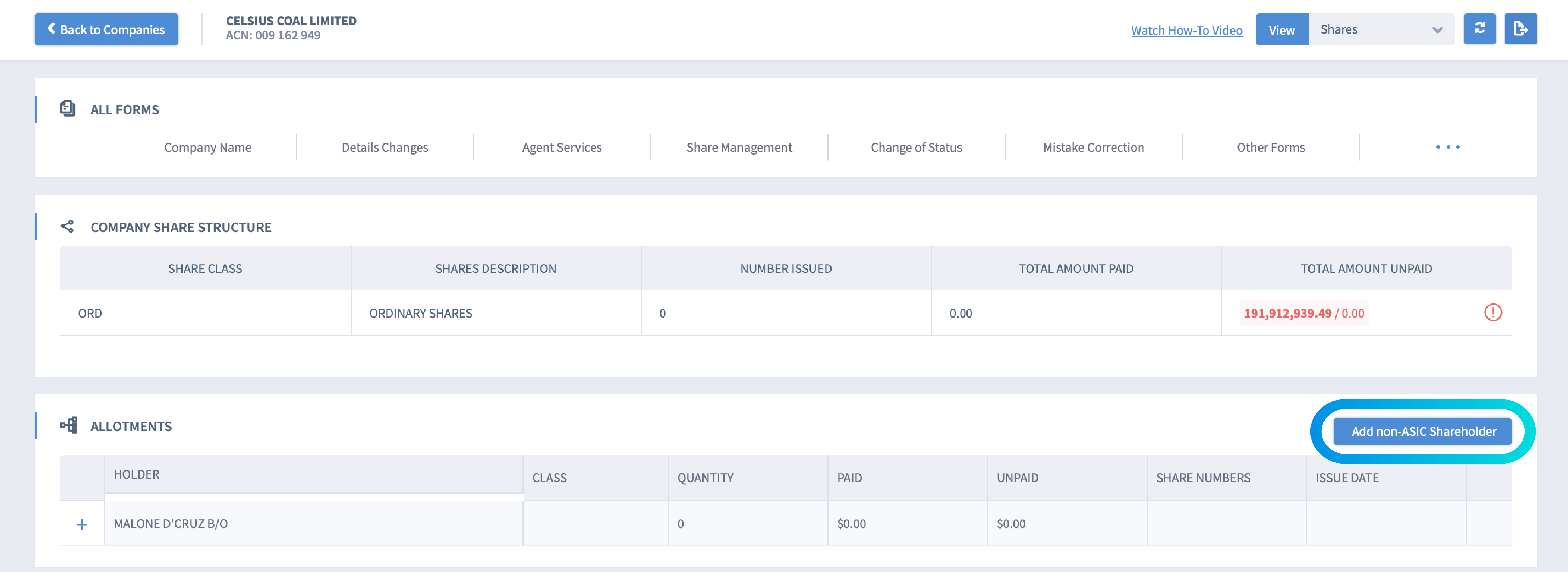 How to add shareholders for Public Company NowInfinity